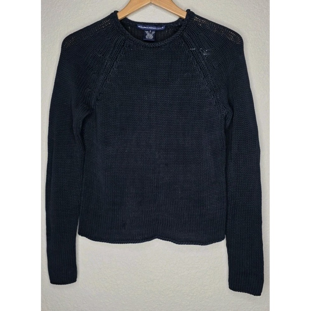 Ralph Lauren Golf Sweater Knit Italian Yarn Cotton Women S Black Pullover Core